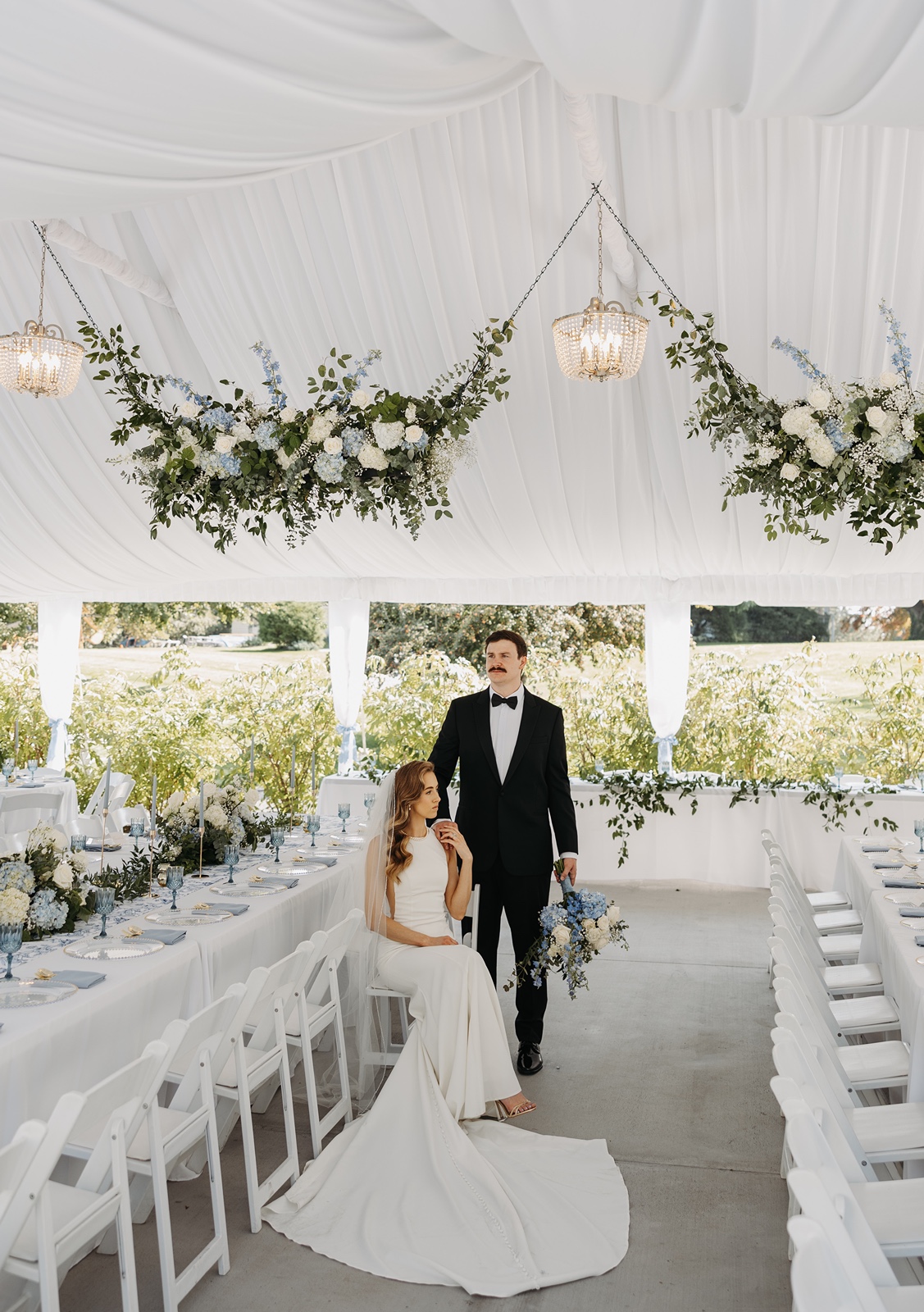 Couple at their Promise Garden wedding reception
